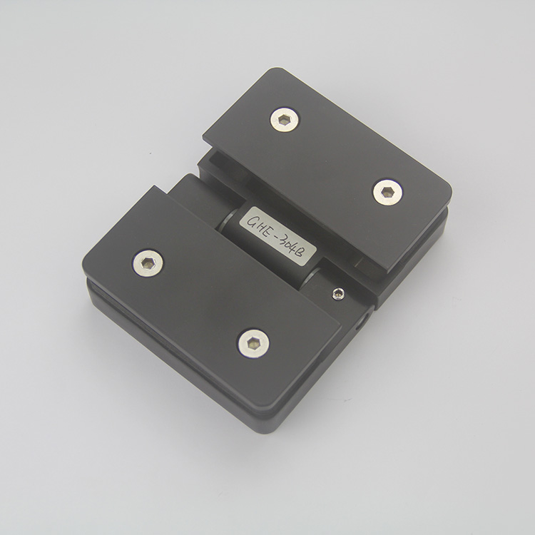 Bisagra de vidrio de acero inoxidable negro para puerta de vidrio con acabado satinado y pulido