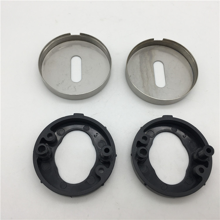 Manija de puerta de acero inoxidable moderna de doble acción con roseta