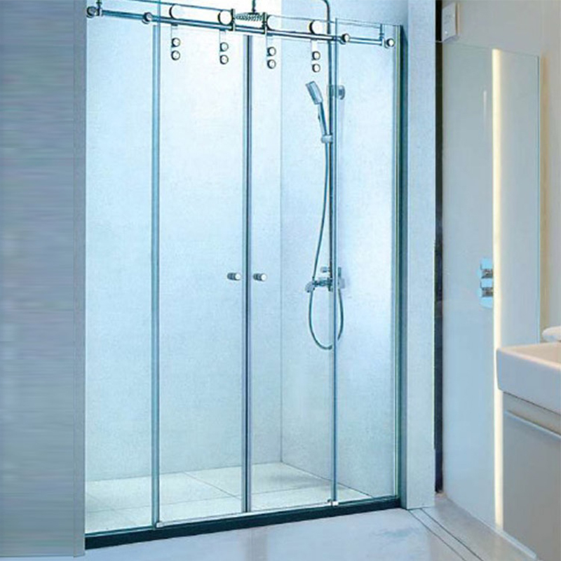 Baño moderno Acero inoxidable Sus304 Vidrio de vidrio puerta de granero de puerta sin marco de ducha.