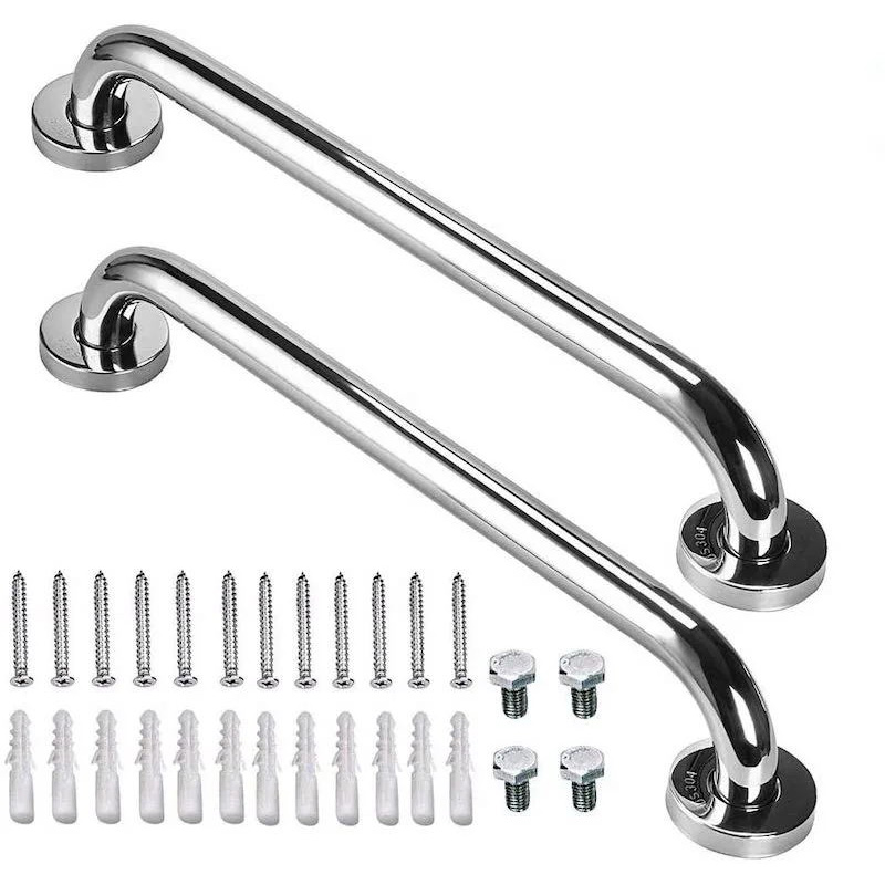 Anti deslizamiento de ducha mango cromo acero inoxidable baño barra de baño